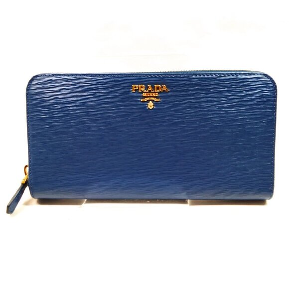 Prada Long Wallet Navy Blue Leather mon-537-092125 - Picture 1 of 8